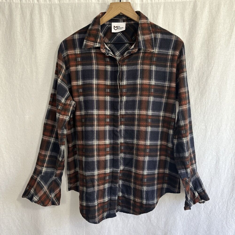 The Morgan Factory Repurposed Flannel Mixed Print Boho Button Shirt Womens O/S